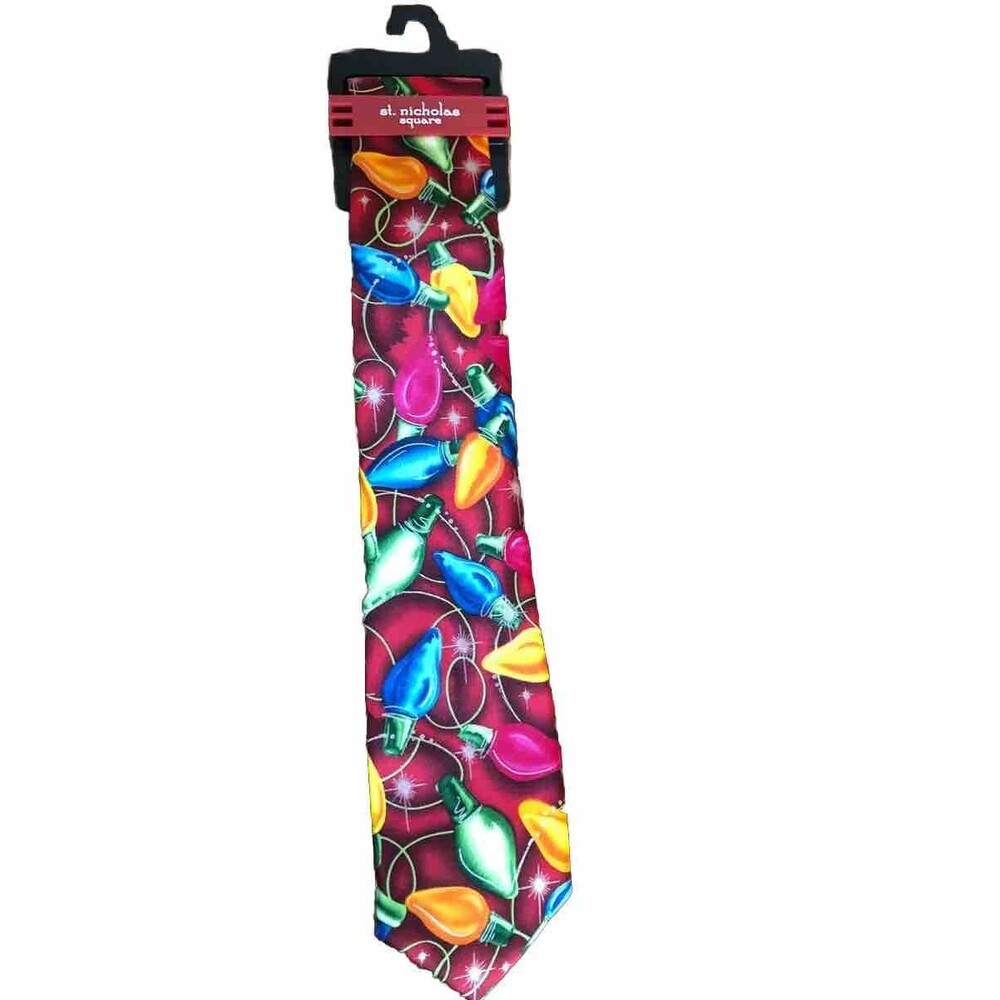 NWT St. Nicholas Christmas Lights Novelty Tie